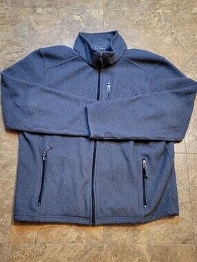 L.L. Bean Polartec Fleece Jacket Mens Large L Gray Full Zip Long Sleeve Outdoor